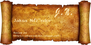 Jaksa Nándor névjegykártya